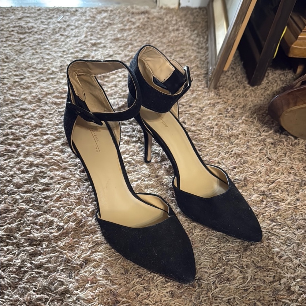 Zara Black and Tan Ankle Strap Heels